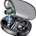 Wireless Earbuds, Bluetooth 5.3 Headphones Sport, Over Ear Buds With ENC Noise Cancelling Mic, 48H, Wireless Earphone With Earhooks, Stereo Deep Bass, IP7 Waterproof Headset for Workout Running, Black