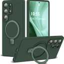 SKYLMW for Samsung Galaxy S25 Ultra Case with Magnetic Invisible Stand [Compatible with Mag-Safe] Military Drop Tested [Full Camera Protection] Silicone S25 Ultra Case for Women Men 6.9'', Green