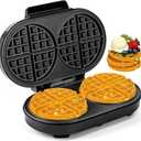 Double Waffle Maker 6 Inch, 1200W Belgian Waffle Maker for Breakfast and Snacks, Makes 2 Personalized Individual Keto Chaffles, Waffle Iron with Nonstick Plates, Temperature Knob, Black