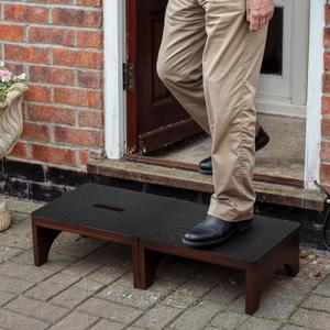 Extra Wide 31.4" Wooden Step Stool  2 Pack One Step Stool for Adults Seniors 2-in-1 with Non-Slip Rubber Surface  Holds up to 500 Lbs for High Beds Bedroom Bathroom Kitchen Outdoor(6.5 Inch)