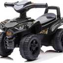 Best Ride On Cars: Quad Push Car - Black - Foot-to-Floor Ride-On Toy, 4-Wheeled ATV, Realistic Engine Sound, Walker Handle, Toddlers-Kids 12mo+