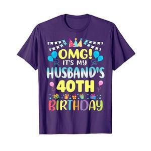 OMG It's My Husband's 40th Birthday Sweet 40 Years Old T-Shirt, M, Black