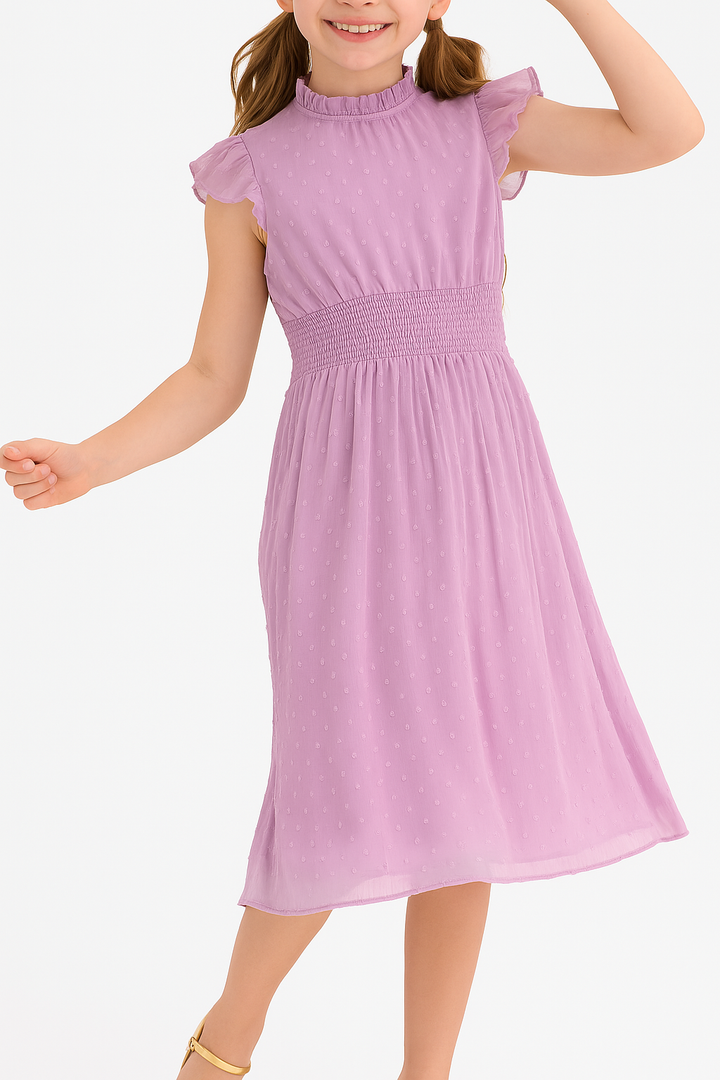 PATPAT Girls Casual Ruffle Sleeves Dresses A-line Elegant Midi Party Dress 12-13 Years