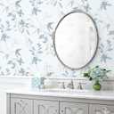 HeloHo Peel and Stick Wallpaper Blue Floral Wallpaper Boho Removable Waterproof Wall Paper for Bathroom Bedroom Living Room Light Blue Flower Leaf Contact Paper for Cabinets Vinyl Roll 15.4" x 394", Blue