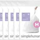 simplehuman Code M 100 Count, Dispenser Pack Custom Fit Liners, Drawstring Trash Bags, 45 Liter / 11.9 Gallon, White