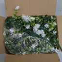 RECUTMS Artificial Hanging Plants Fake Hanging Plant Faux Eucalyptus Leaf Greenery Vine Outdoor UV Resistant Plastic Plants Home Garden Wedding Party Indoor Outdoor Decorations(White)
