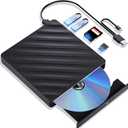 5 in 1 External Blu Ray Drive, Portable Blu Ray Player with USB 3.0 Type-C, CD DVD Burner 3D Blu Ray with SD/TF Port, Blu Ray Drive Compatible with Windows Laptop Desktop (Original Version)