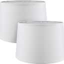 Aspen Creative 38027-2, Empire Collapsible Spider Lamp Shade, White, 13" Top x 15" Bottom x 10" Slant Height, Set of 2