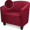 Arm Chair Slipcover,1 Piece Wine Red Stretch Club Barrel Chair Slipcover, Club Chair Slipcover with Arms Soft Armchair Sofa Cover Removable Couch Furniture Protector for Bar Living Room