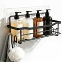 Shower Caddy Shelves Organizer Rack, Single Pack Shower Caddy,No Drilling Wall Mounted Self Adhesive Shower Shelves for Inside Shower, Matte Black