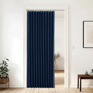 NICETOWN Room Divider Curtain for Bedroom Living Room Partition, Privacy Accordion Blackout Sound Proof Doorway Curtains, Sliding Glass Temporary Door Curtainfor Closet (Navy, 1 Panel, 60" W x 80" L)