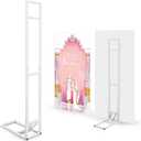 1 Pack White Square Wedding Backdrop Stand with Foldable Base Metal Balloon Arch Backdrop Stand for Wedding Birthday Party Anniversary Decor, Adjustable Height(1-2m H) Installation Free