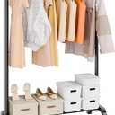 Clothes Rack, Heavy Duty Clothing Garment Rack with Hanging Rod and Bottom Storage Area, Clothing Racks for Bedroom Guest Room