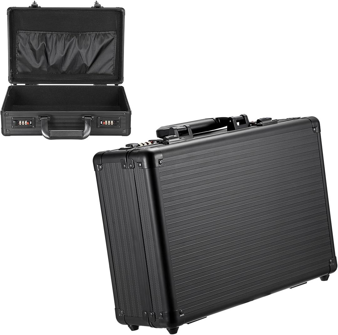 File Organizer Storage Box with Combination Lock and Handle, 14.2x9.4x4.5 Inch, Portable Locking Hard Briefcase for Paperwork Documents & Valuables, Security Box for Office Business Trip
