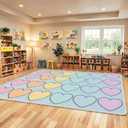 Drydiet Large Classroom Rug 7.5x12ft Heart Area Rug, Seats 24 | Abstract Educational Play Carpet Colorful Seating Carpet