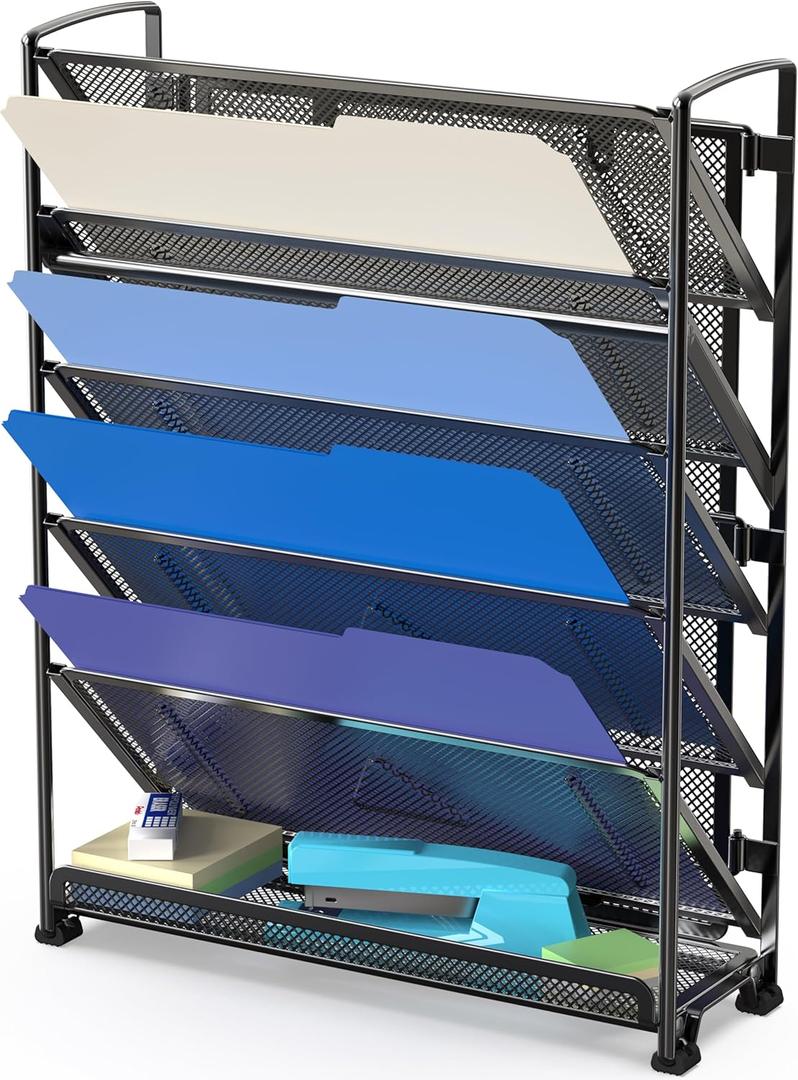 Simple Houseware 6 Tier Wall Mount Document Letter Tray Organizer, Black