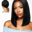 Glueless Bob Wig Human Hair Pre Plucked Pre Cut 6x4 HD Lace Closure Wigs Human Hair 150% Density Wear and Go Short Straight Bob Wigs for Black Women 14 Inch