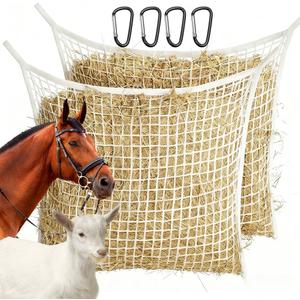 2 PCS Slow Feed Hay Nets for Horses - 31.5" x 35.4" Large Capacity Hay Bags, Durable Horse Feed Bag with Easy Hang Design for Full Day Feeding, Fits Horse Stall/Trailer (White)