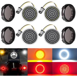 Benlari 1157 LED Turn Signals Front Rear 81 LED Lights Super Bright 1156 Bulbs Lens Kit 1986-2024 Compatible for Harley Davidson Touring Dyna Softail Sportster Street Glide Road Glide Iron 883 1200