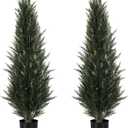 Metach 4ft Artificial Cedar Topiary Trees for Outdoors Potted Fake Cypress Trees Faux Evergreen Plants for Home Porch Decor (2PCS-4FT)