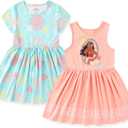 Disney Moana Girls 2 Pack Dress for Toddler and Big Kids (6, Blue/Pink)