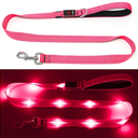 4 Ft Led Dog Leash, Rechargeable Light Up Dog Leash Waterproof, Safety Glow in The Dark Dog Leash for Night Walking, Nylon Reflective Leashes with Padded Handle for Small Medium Large Pets