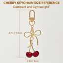 3 x YDF Cherry Keychain Cute Bag Charm Women Leather Keyring Car Keys Gift Mother's Day Birthday Valentine's Purse Accessory