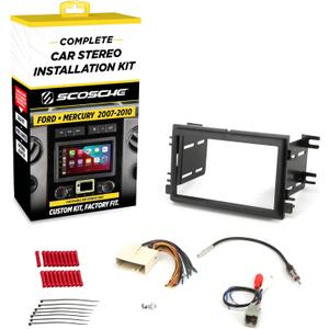 Scosche ICFD6BN Double DIN Radio Installation Dash Kit Compatible with Select 2007-2010 Ford and Mercury Vehicles - Complete Basic Aftermarket Car Stereo Install Kit - See Fit Guide Image for Vehicles