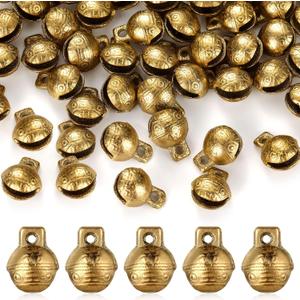 60 Pcs LEIFIDE Vintage Bells for Crafts Brass Bells Christmas Mini Craft Bells Small Tibetan DIY Jewelry Making Charms Pendants for Necklace Bracelet Decor PET Bell Dog Collar Bells Home Door Decor