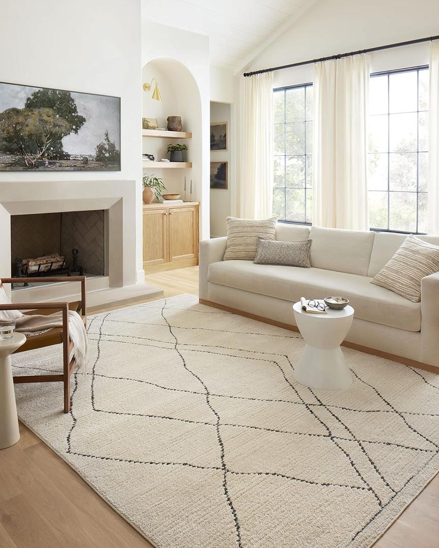 Loloi Fabian Collection FAB-02 Ivory/Charcoal 5'-3" x 7'-6" Area Rug