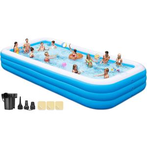 Extra Large Inflatable Pool for Adults, 180"x76"x22" Oversized Thickened Swimming Pool with Air Pump, Full Size Family Big Blow Up Pools for Backyard Garden Lawn Indoor Outdoor Summer Water Party