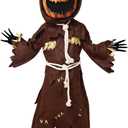 Spooktacular Creations Scary Scarecrow Costume for Kids, Halloween Costume for Boys w/Pumpkin Head, Pumpkin Outfit for Boys (Medium(8-10 Years))