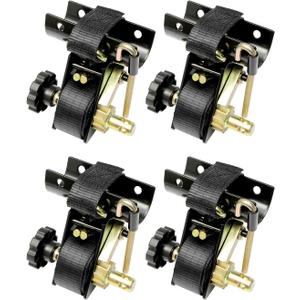 Ladder Rack Ratchet Straps with J-Hook (4PCS), 2" Black Round Tube Mount, 1.5" Wide x 7.5' Long Black Retractable Ratchet Tie Down Strap Roof Rack, 500 lbs Load Heavy Duty Cargo Buckle Rack Lock Strap