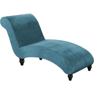 FantasDecor Chaise Lounge Slipcover Velve Luxury Stretch Chaise Covers for Living Room Indoor Ultra Soft Machine Washable, Peacock Blue (No Armrests)
