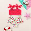 YOUNGER TREE Toddler Girls Two Pieces Swimsuit Color Block Stripe Swimwear Summer Beach Bathing Suit 18M-5T (2-3T, Red#flower2)