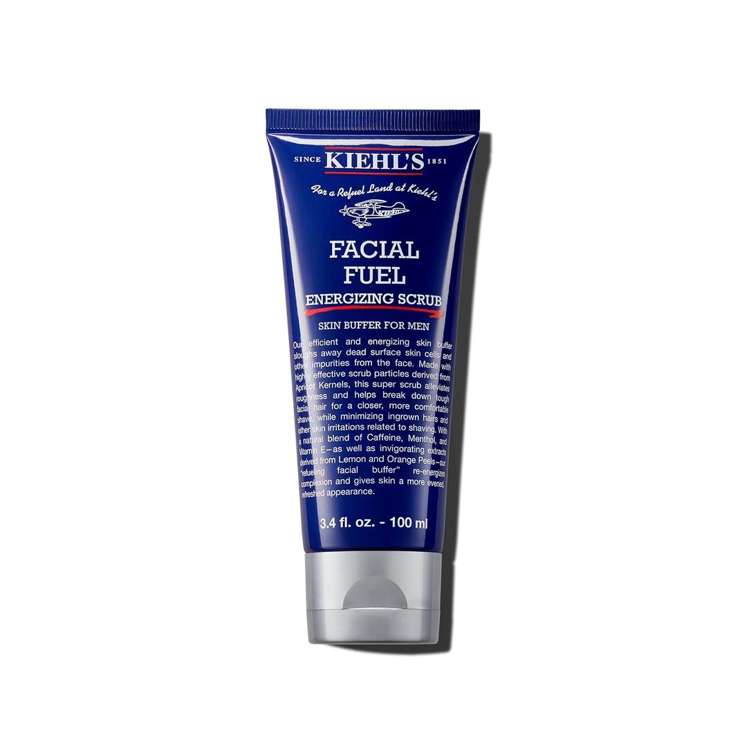 Kiehl's Facial Fuel Exfoliating Face Scrub, Facial Cleanser for Men, Smooths Skin & Removes Dead Skin, Dirt & Oil, Helps Soften Tough Facial Hair, with Caffeine, Menthol, Vitamin E & Citrus Extracts (3.4 Fl Oz / 100 ml)