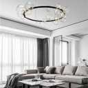 Mid Century Glass Pendant Light, 41.3" Large Modern Chandelier Sputnik Chandeliers, Modern Flush Mount Ceiling Light Fixture, Farmhouse Lighting for Dining Room Living Room Bedroom Kitchen, 24-Lights