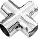 Marine 4-Way Cross Tube Pipe Connector, Heavy Dudy Stainless Steel 316 Boat Hand Rail Fitting Yacht Hand Pipe 90 Degree Elbow