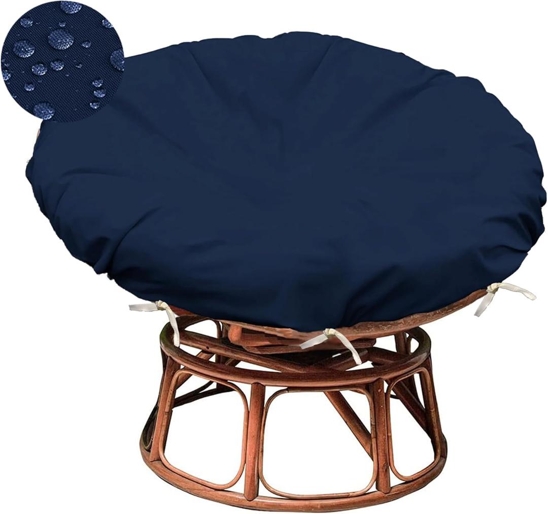 Sqodok Papasan Cushion Cover Only, 55in Outdoor Indoor Papasan Chair Cushion Covers Water Resistant, Machine Washable Papasan Chair Cushion Slipcover with Zipper and Straps (Blue) (Blue-oxford Fabric)