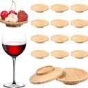 12 Pcs Wine Glass Charcuterie Topper, Mini Boards Bamboo Round Wine Glass Covers Appetizer Plates for Family Gatherings Christmas Party Bars Restaurants
