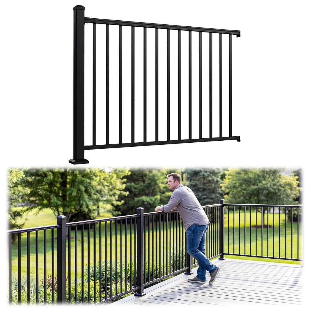 Egadis 1 Pack 42 in x 5 ft Modular Aluminum Porch and Deck Railing Kit