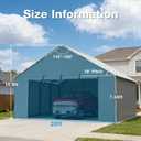 Metal Carport Zipper Door Replacement Fits 20'x16' 20'x20' 20'x25' 20'x26'Heavy Duty 220g PE Tarp, Waterproof UV Resistant Roll-Up Cover with Bungees, Gray (No Frame)