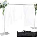 Heavy Duty Backdrop Stand 8x10 FT, Adjustable Pipe and Drape Stand, Photo Booth Back Drop Stand for Party, Events, Wedding, Banquet Decorations, Silver