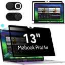 Privacy Screen MacBook Pro 13 Inch(2016-2022, M1, M2)/MacBook Air 13 in(2018-2021,M1),Easy On/Off Removable Anti Glare Blue Light Filter with Camera Cover,Anti Spy Laptop Screen Protector for Mac 13In