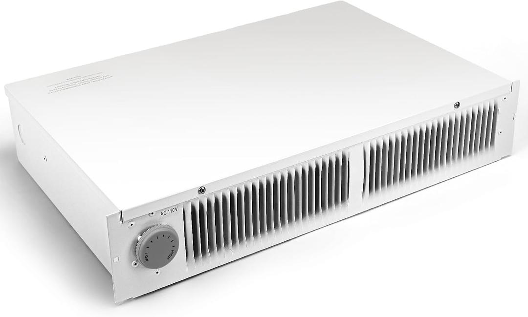 112 Electric Kickspace Toe Kick Heater with Thermostat, 1500W 240V/750W 120V, Fan-Forced Instant Heat, 150 sq. ft., Compact Built-In Design for Kitchen Cabinet Laundry Room, White