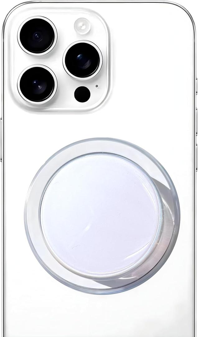 Magnetic Phone Handle Compatible with Phones, Foldable Phone Grip Stand for Smart Phones, Tablet Computers and Mobile Phone Accessories - Transparent Glitter Resin Pure White