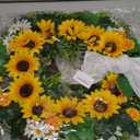 Front Door Wreath Sunflowers and Daisies, 20" Spring Wreaths for Front Door, Wreaths for Front Door w/Long Door Hook, Optional Reversible Welcome and Blessed Sign Spring Wreath, Front Door Decor