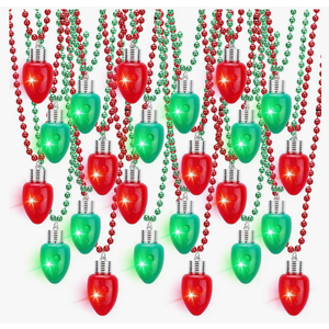 Sureio 24 or 36 Pack LED Light up Christmas Necklaces Xmas Party Favors Christmas Glow Necklace Holiday Light up Necklace LED Accessories for Stocking Stuffers Novelty Gift Decorations