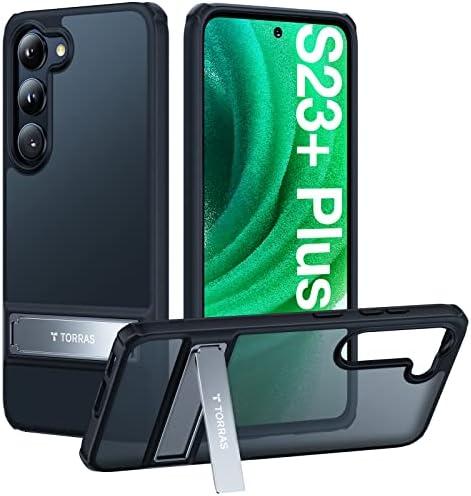 TORRAS MarsClimber for Samsung Galaxy S23 Plus Case, [3-Way Stand][MIL-STD Protection] Protective Translucent Matte Hard Back & Soft Silicone Edge Phone Case for Samsung S23 Plus Case 5G, Black