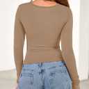 BTFBM Womens Tops 2025 Fall Clothes Long Sleeve T Shirts Boat Neck Ruched Slim Fit Casual Stretchy Going Out Outfits (M)